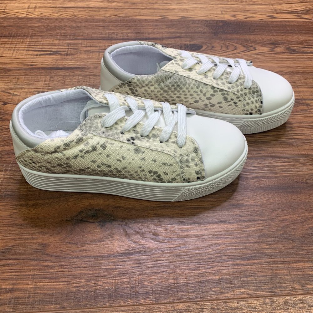 Qupid Snake Print Sneakers | Lace Up Casual Shoes - Picture 2 of 4